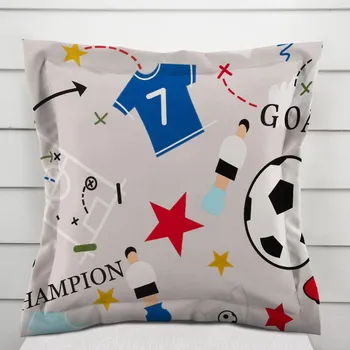 Povlak na polštářek Dětský bavlněný povlak na polštář s lemem Sandra SA-646 Fotbal to je hra - na šedém 50 x 50 cm