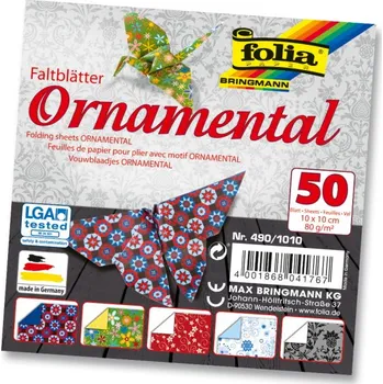 Výtvarný papír Papíry na origami 10x10 cm, 50 listů, 80 g/m², ORNAMENTAL