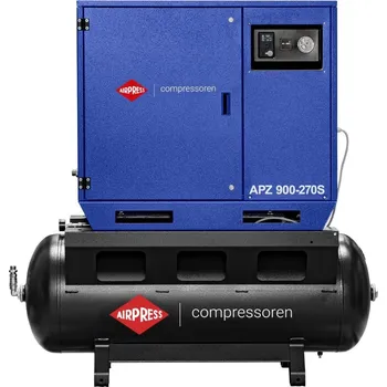 Kompresor Airpress Tichý dvoupístový kompresor APZ 900-270S 10 bar 7,5 HP/5,5 kW 611 l/min 270 l - spojení hvězda-trojúhelník 34651-270S
