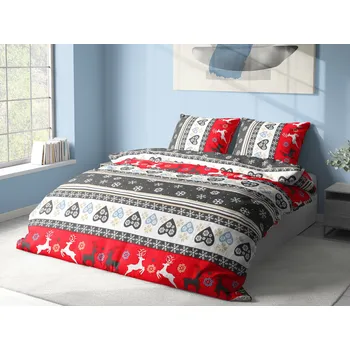 Povlečení Aaryans Zima červené 140 x 200, 70 x 90 cm zipový uzávěr