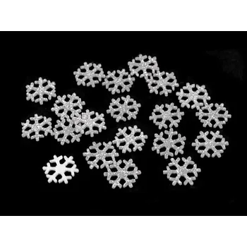 Vánoční dekorace Vánoční filcová vločka s glitry Ø15 mm Varianta: stříbrná, Balení: 20 ks