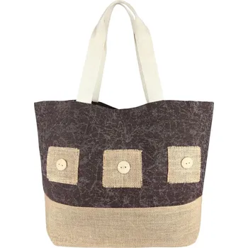 Plážová taška Nicole Brown Dámská plážová taška KNOFLÍK ČERNÁ