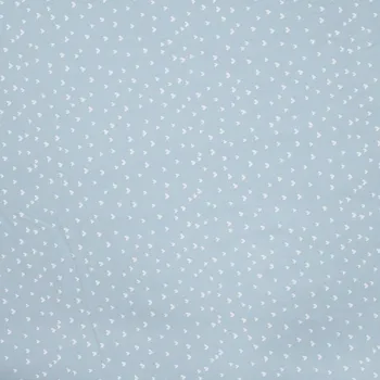 Popelín světle modrý, bílá mini srdíčka, š.145