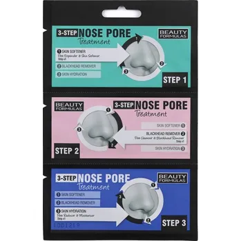 Pleťová maska Beauty Formulas Třífázová péče na nos pro odstranění černých teček a hydrataci