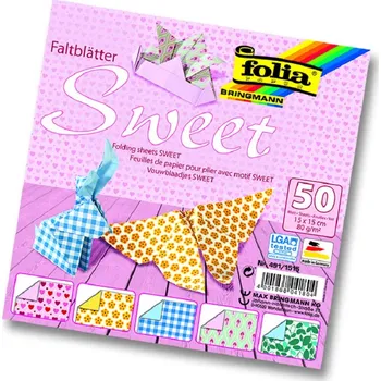 Výtvarný papír Papíry na origami 15x15 cm, 50 listů, 80 g/m², SWEET