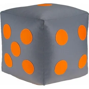 Taburet Dětský taburet KOSTKA 50 cm - šedá + oranžová