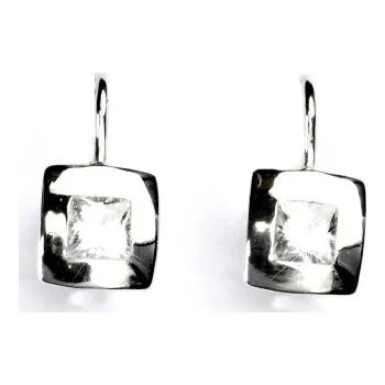 Šperk Stříbrné náušnice čtverce, čiré zirkony - NK 1117 (zirkon 4x4 mm)