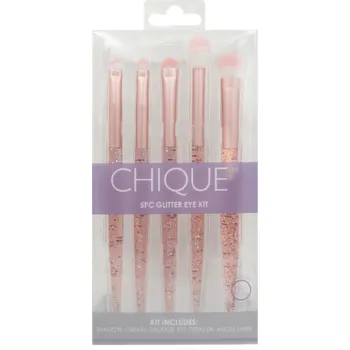 Kosmetický štětec Royal & Langnickel CHIQUE™ 5 PC Chique Eye Set Pink Glitter - Sada kosmetických štětců na oči s růžovými třpytkami - 5ks