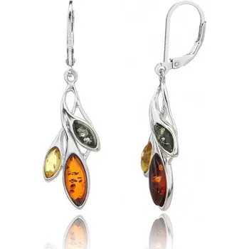 Řetízek Jan Kos jewellery Stříbrné náušnice s jantarem MHT-5808/SA00