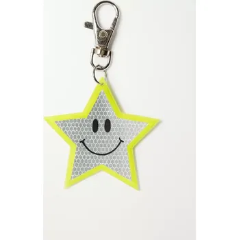 Reflexní přívěsek na klíče – Hvězda se smajlíkem, žlutá
