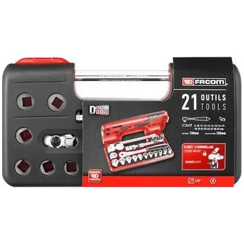 Gola sada Facom SL.DBOX500PB Sada 1/2" hlavic DBOX s ráčnou s perlovou hlavou a systémem Push-Lock (21 dílů)