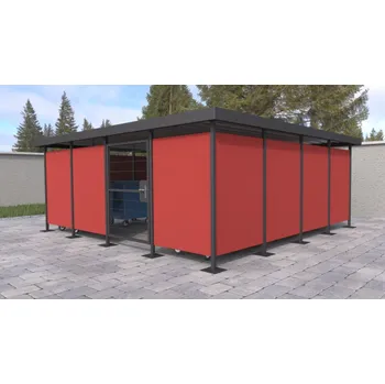 Popelnice HTI Přístřešek pro odpadové kontejnery Metal Typ ukotvení: klasické (šrouby), Barva konstrukce: šedá komaxit (RAL 7016), Typ přístřešku: 9 kontejnerů