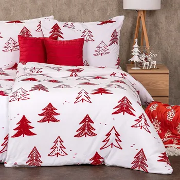 Povlečení 4Home Povlečení Trees mikroflanel, 140 x 220 cm, 70 x 90 cm, červená
