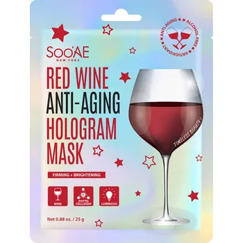 Pleťová maska Soo'AE RED WINE ANTI-AGING HOLOGRAMOVÁ MASKA 25g