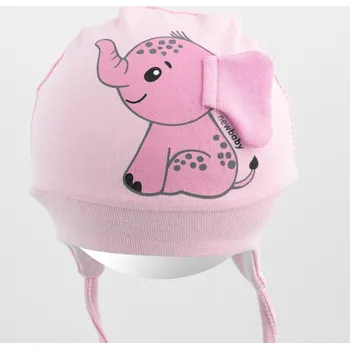 Bavlněná kojenecká čepička New Baby Happy Elephant pink Růžová 56/62