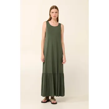 Dámské šaty Pohodlné dlouhé viskózové šaty na široké ramínko Vamp 22512 Barva: ZELENÁ, Velikost: XXL