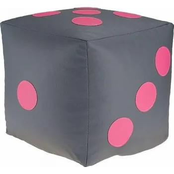 Taburet Dětský taburet KOSTKA 30 cm - šedá + růžová