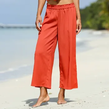 Dámské kalhoty Široké 7/8 kalhoty paprika 50