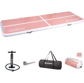 Žíněnka inSPORTline Airtrack Airstunt 300x100x10 cm korálová růžová s ruční pumpou