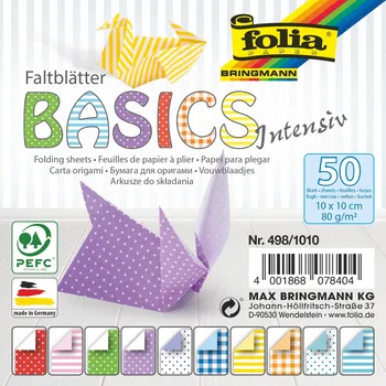 Výtvarný papír Papíry na origami 10x10 cm, 50 listů, 80 g/m², INTENSIV