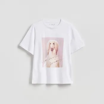 Dámské oblečení Reserved - Tričko s potiskem - krémová - 519GA-01X - 519GA-01X-XL