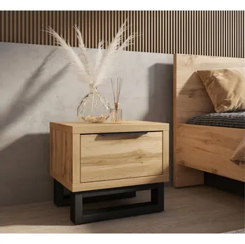 Noční stolek Noční stolek HALLE S dub Wotan/černý