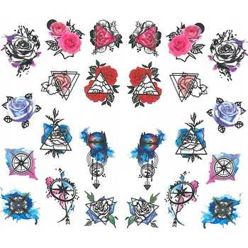 Samolepky na Zdobení Nehtů Vodolepky Barevné Květiny BN-1182