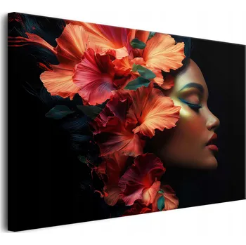 Obraz Glamour obraz na plátně XXL Smyslná žena Červené ibišky Dekorace