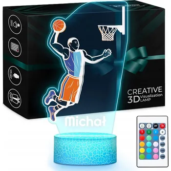 Lampička 3D LED Noční Lampa se jménem Basketbal pro děti Dárek pro chlapce