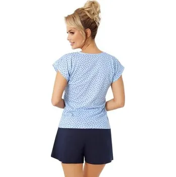Dámské noční prádlo Dámské bavlněné pyžamo Donna Star - krátké Tmavěmodrá-modrá L(40)