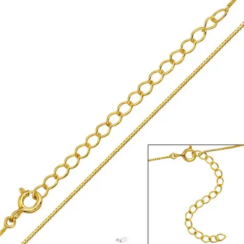 Řetízek ANNA PERLY Kabelový stříbrný řetízek 1mm pozlacený 24kt zlatem s variabilním zapínáním