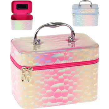 Deštník Kufřík dětský kosmetický vel. M se zrcátkem na zip lesklý metalický 3 barvy