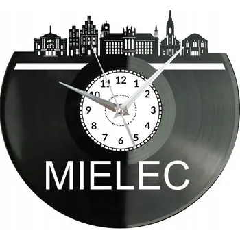 Hodiny Mielec Město Polsko Nástěnné Hodiny Vinylová Deska Moderní Dekorativní Na
