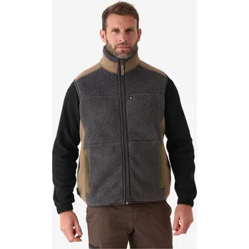 Pánská vesta SOLOGNAC Fleecová vesta beránek 500 šedá 3XL KAŠTANOVÁ|ŠEDÁ