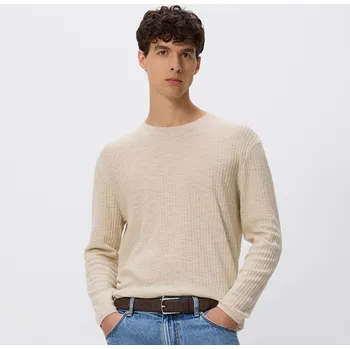 Pánský svetr Reserved - Svetr z texturovaného úpletu - béžová - 011FR-08X - 011FR-08X-L