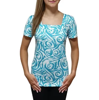 Dámská halenka Halenka Kepa style bílá s tyrkysovým vzorem velikosti Kepa: 44