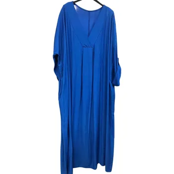 Dámské šaty Coole letní šaty midi s dlouhým rukávem viskóza Barva: Modrá, Velikost: One size, Size system: One size