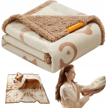 Pelíšek pro psa VODĚODOLNÁ DEKA PRO PRO PSA KOČKU BÉŽOVÁ PODLOŽKA NA POHOVKU 101x73 CM