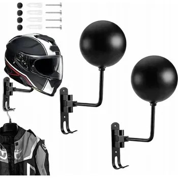 Věšák 2 KS DRŽÁK NA ZEĎ PRO MOTOCYKLOVOU PŘILBU MATNÝ ČERNÝ VĚŠÁK NA PŘILBY