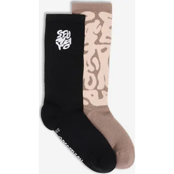 DECATHLON Ponožky středně vysoké 2 páry 43/46 KAŠTANOVÁ|ČERNÁ