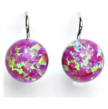 Náušnice Zlaté náušnice růžový opál 10 mm ,bílé i žluté zlato - NK 1298 (opál 10 mm)