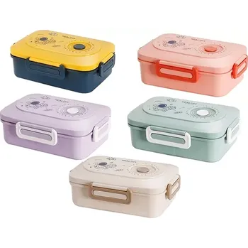 Svačinový box Plastový obědář s těsněním a příborem Space - béžová