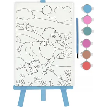 Výtvarná sada MALÍŘSKÁ SADA Obrazy Kreativní Dárek PLÁTNO STOJALOVÉ BARVY Děti