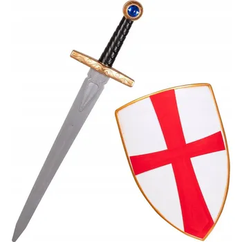 Karnevalový kostým SADA PRO RYTÍŘE MEČ + ŠTÍT RYTÍŘ KŘIŽÁK