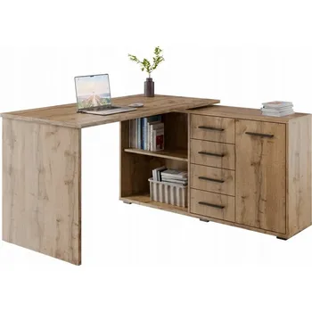 Rohový psací stůl Nejlevnějšínábytek.cz 138 x 138 x 74 cm, odstíny hnědé