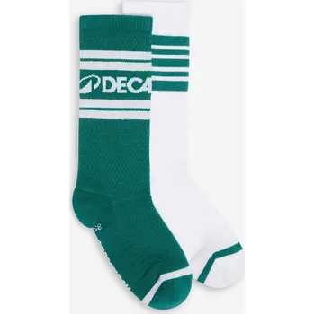 Pánské ponožky DECATHLON Ponožky středně vysoké 2 páry 43/46 BÍLÁ|ZELENÁ