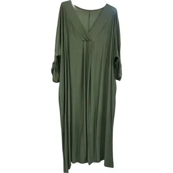 Dámské šaty Coole letní šaty midi s dlouhým rukávem viskóza Barva: Lahvově zelená, Velikost: One size, Size system: One size