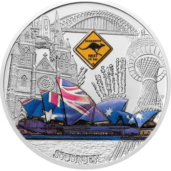 Stříbrná tříuncová mince Cesta kolem světa - Sydney standard