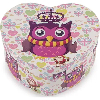 Dárková krabička Dárková krabička srdce sova 11,5x10 cm - krémová nejsvět.