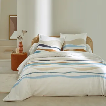 Povlečení Blancheporte Povlečené Ondée s potiskem vln, bavlna modrá povlak na polštář 65x65 cm